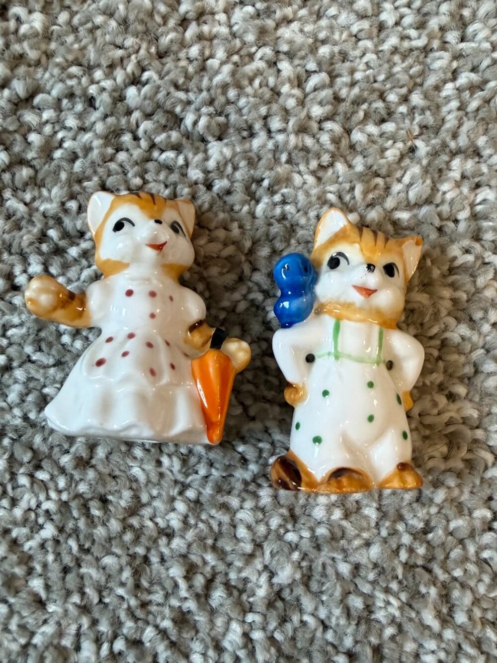Vintage Napco Ware Bone China Cat Figurines Pair Mini Kitchen Cats Made in Japan